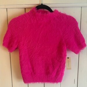 Anthropologie Bright Pink Fuzzy Sweater
